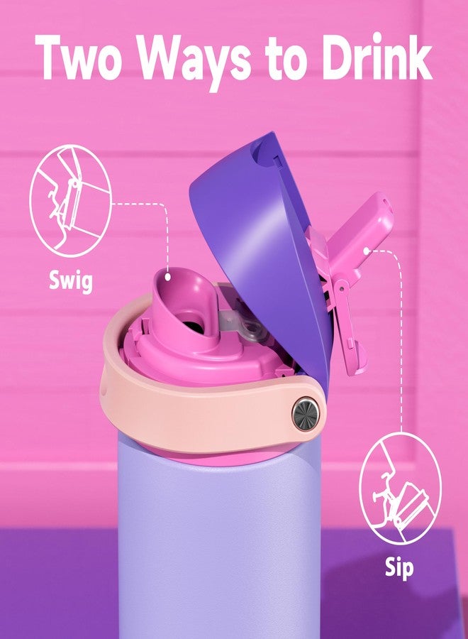 Meoky 24 oz Insulated Water Bottle for Women: Meoky Stainless Steel Metal Water Bottle with 2-in-1 Straw and Spout Lid - Leak Proof, Cold for 24 Hours, Protective Silicone Base, BPA-Free for School, Orchid - Image 3