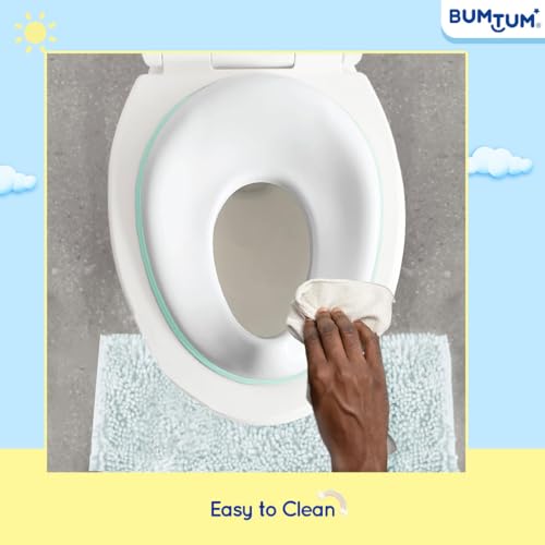 Bumtum Portable Baby Potty Training Seat for Boys and Girls | Toilet Seat for Kids 1 to 5 years Child Toddler Non-Slip with Splash Guard Fits Round & Oval Western Toilets (Green) - Image 3