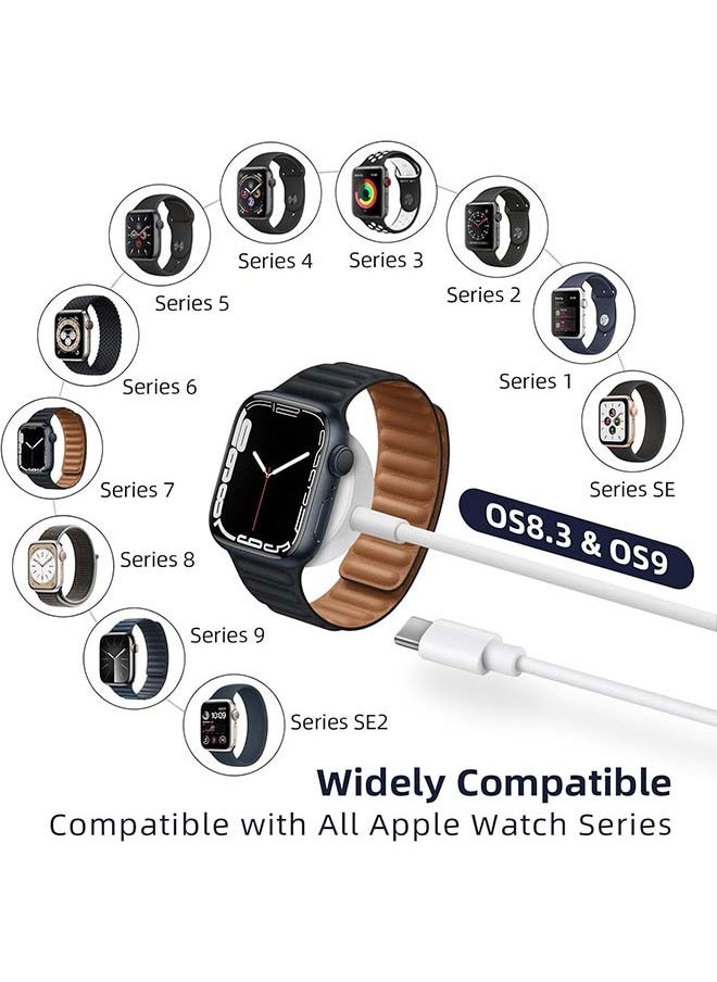 Univer Tang - Apple Watch Magnetic Fast Charger to USB-C Cable (1m/Portable) Magnetic Wireless Charging Compatible with Apple Watch Series 8/7/6/SE/5/4/3/2/1 white - Image 1