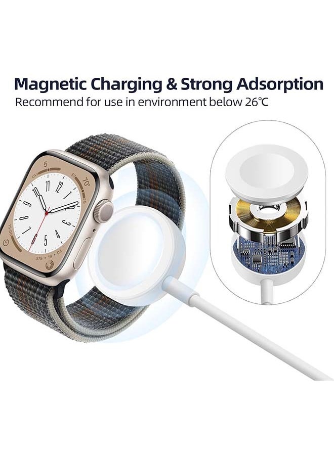 Univer Tang - Apple Watch Magnetic Fast Charger to USB-C Cable (1m/Portable) Magnetic Wireless Charging Compatible with Apple Watch Series 8/7/6/SE/5/4/3/2/1 white - Image 1