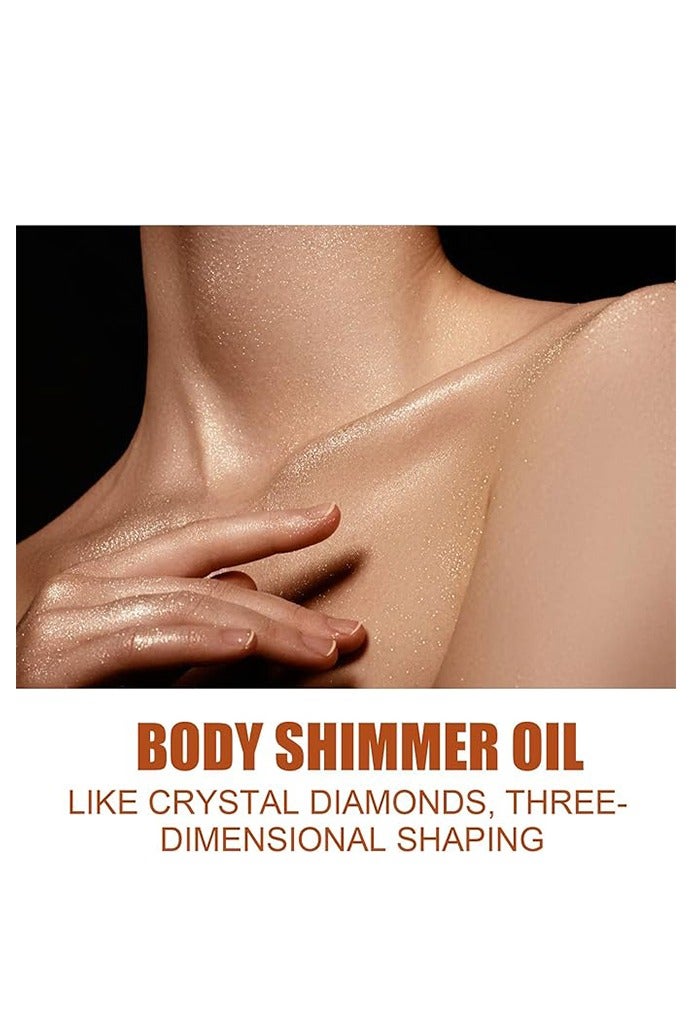 TVLV Body Shimmer Oil,Long Lasting Shimmer Body Oil,Body Oils for Face & Body,Face Brighten Glows Highlighters & Luminizers Body Makeup Shine Oil(Gold) - Image 2