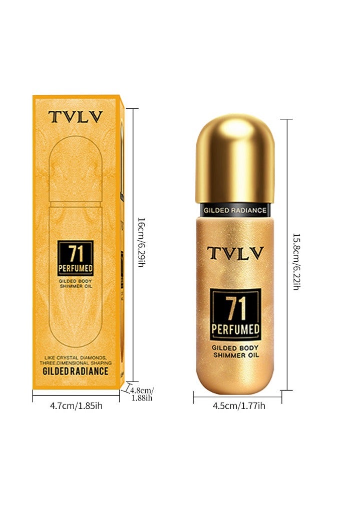 TVLV Body Shimmer Oil,Long Lasting Shimmer Body Oil,Body Oils for Face & Body,Face Brighten Glows Highlighters & Luminizers Body Makeup Shine Oil(Gold) - Image 4