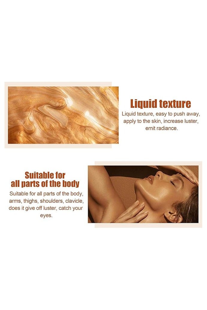 TVLV Body Shimmer Oil,Long Lasting Shimmer Body Oil,Body Oils for Face & Body,Face Brighten Glows Highlighters & Luminizers Body Makeup Shine Oil(Gold) - Image 5