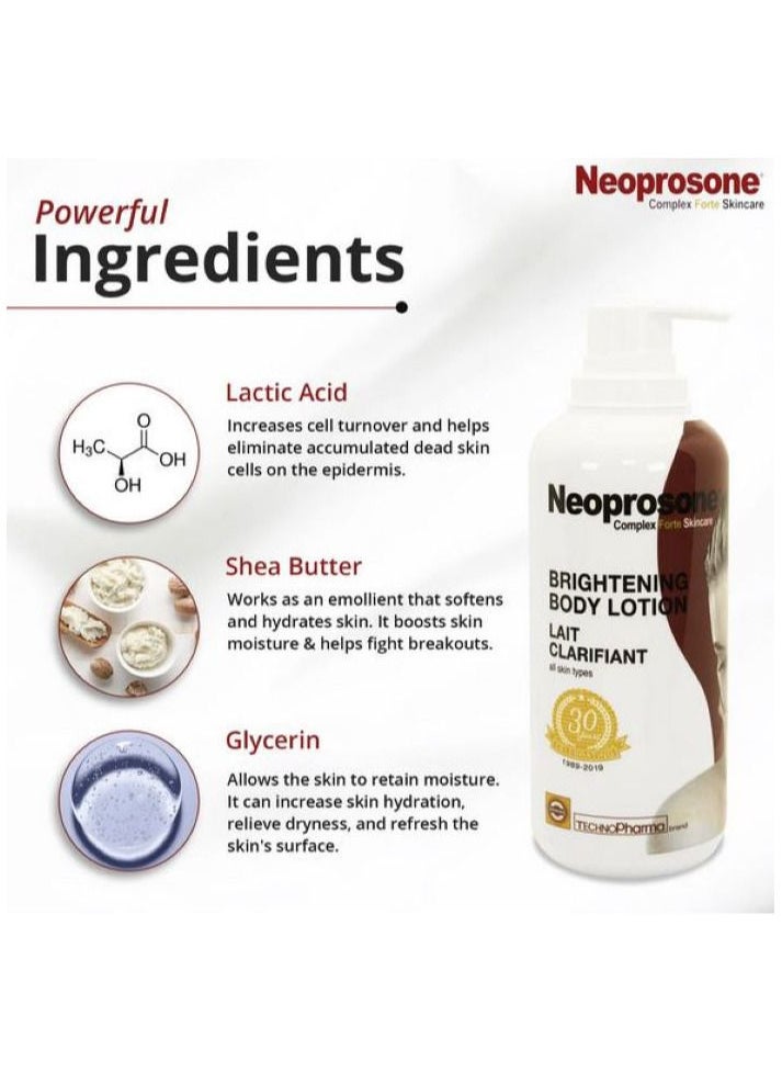 Neoprosone - Lactic Acid Brightening Body Lotion 13.5 Fl oz, 400ml AHA Moisturizing Body Lotion for Women and Men with Shea Butter & Glycerin - Image 1