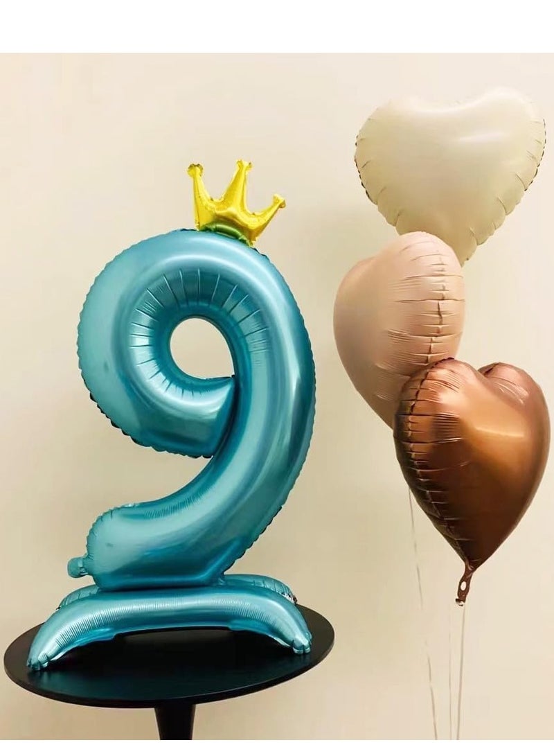 Home zone 32 Inch Crown Blue Digit Helium Foil Birthday Party Balloons Number 9  - Image 4