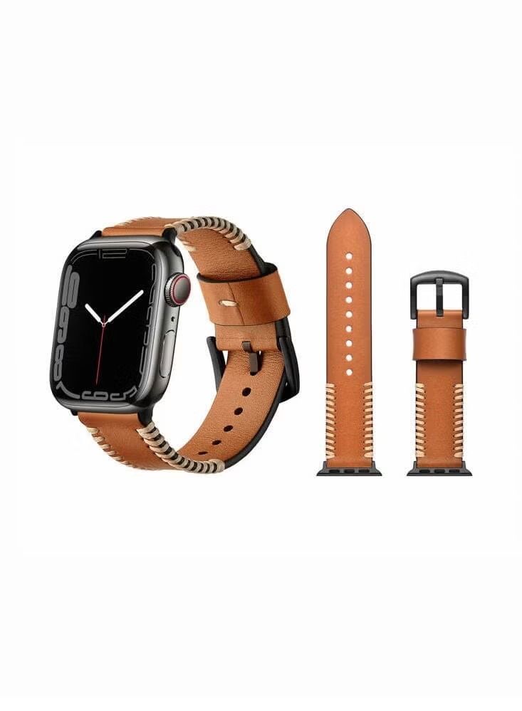 IAF Milan Leather Replacement Band For Apple Watch 45/44/42mm Series 7/6/5/4/SE