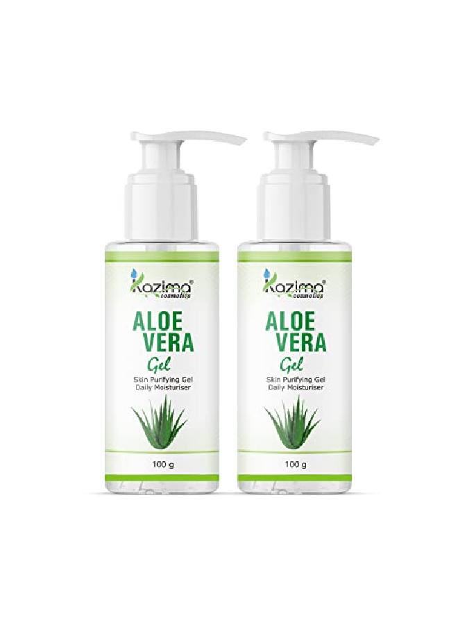 KAZIMA Aloe Vera Gel Raw 100% Pure Natural Gel Ideal For Skin Face Acne Scars Hair Moisturizer Dark Circles (100 Gram (Pack Of 2))  - Image 1