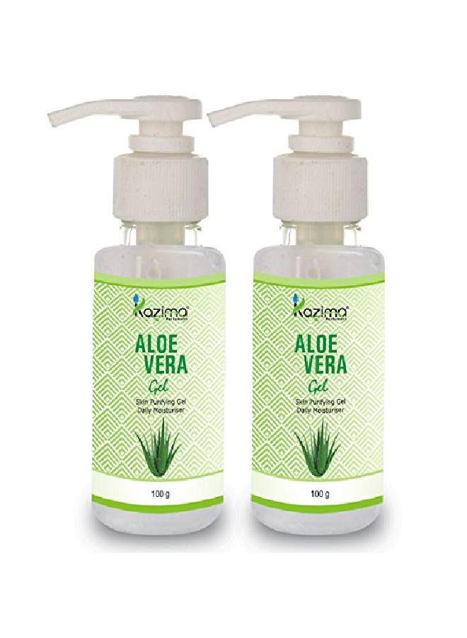KAZIMA Aloe Vera Gel Raw 100% Pure Natural Gel Ideal For Skin Face Acne Scars Hair Moisturizer Dark Circles (100 Gram (Pack Of 2))  - Image 2