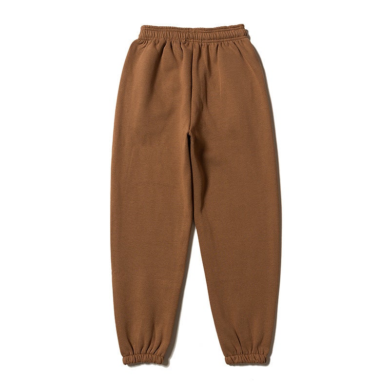 Plus Velvet Padded Men'S And Women'S Couples Pants Simple Solid Color Zipper Pocket Pants - Image 4