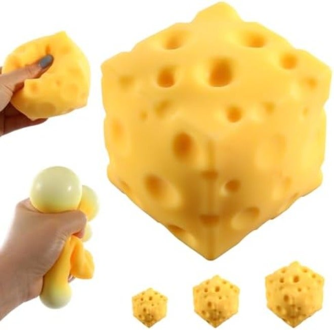 Cheese Squishy ,Cheese Block Squeeze Toy,Squishies Stress Relief Fidget Toy,Stocking Stuffer Novelty Gifts for Birthday - Image 2