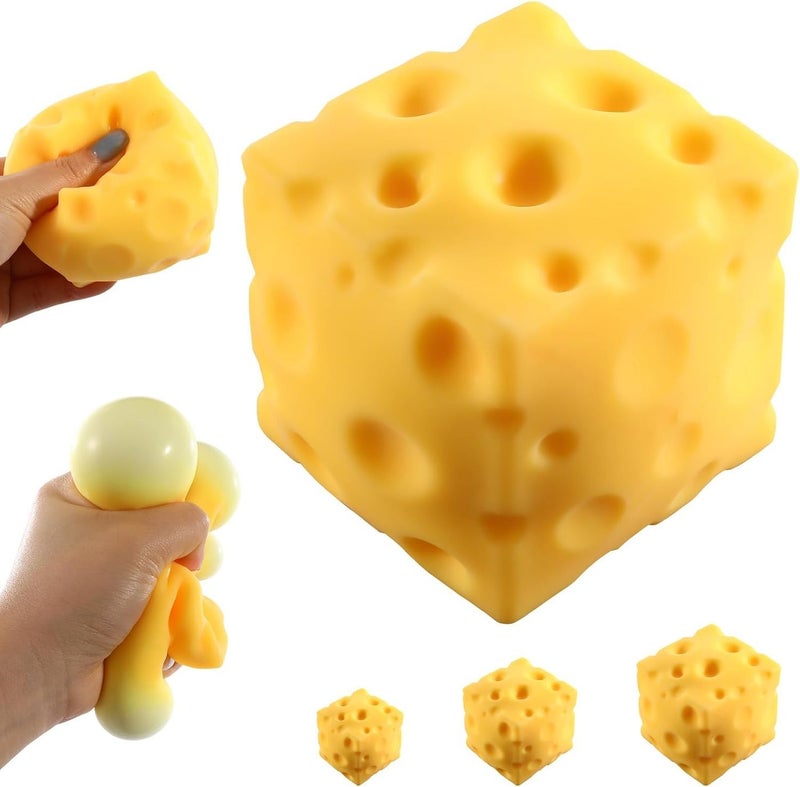 Cheese Squishy ,Cheese Block Squeeze Toy,Squishies Stress Relief Fidget Toy,Stocking Stuffer Novelty Gifts for Birthday - Image 1