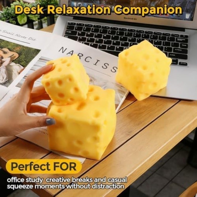Cheese Squishy ,Cheese Block Squeeze Toy,Squishies Stress Relief Fidget Toy,Stocking Stuffer Novelty Gifts for Birthday - Image 3