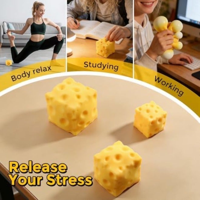 Cheese Squishy ,Cheese Block Squeeze Toy,Squishies Stress Relief Fidget Toy,Stocking Stuffer Novelty Gifts for Birthday - Image 5