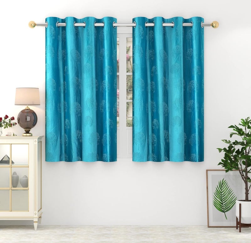 GOYTEX Premium Polyester Window Curtains 6 Feet Long Set Of 2 Aqua Blue 4 Feet X 6 Feet Lightfiltering Grommet Curtains