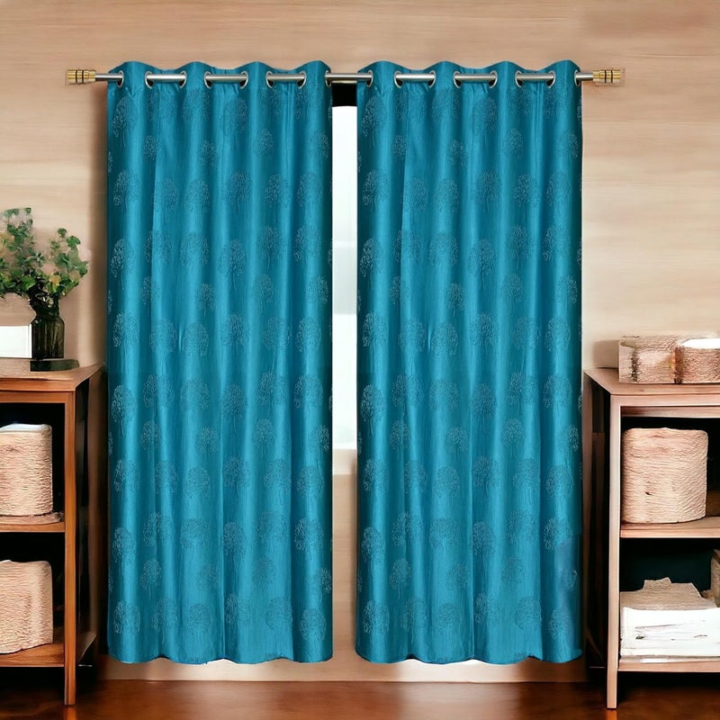 GOYTEX Premium Polyester Window Curtains 6 Feet Long Set Of 2 Aqua Blue 4 Feet X 6 Feet Lightfiltering Grommet Curtains