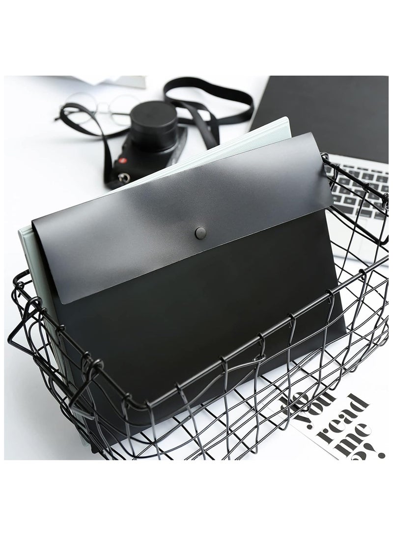 Poly File Folder Pockets File Jacket Plastic Envelope Flat Poly File Folder Pockets File Jacket Plastic Envelope Flat Document Letter Organizer with Snap Button Closure A4 Letter Size (Pack of 5, Black) - Image 5