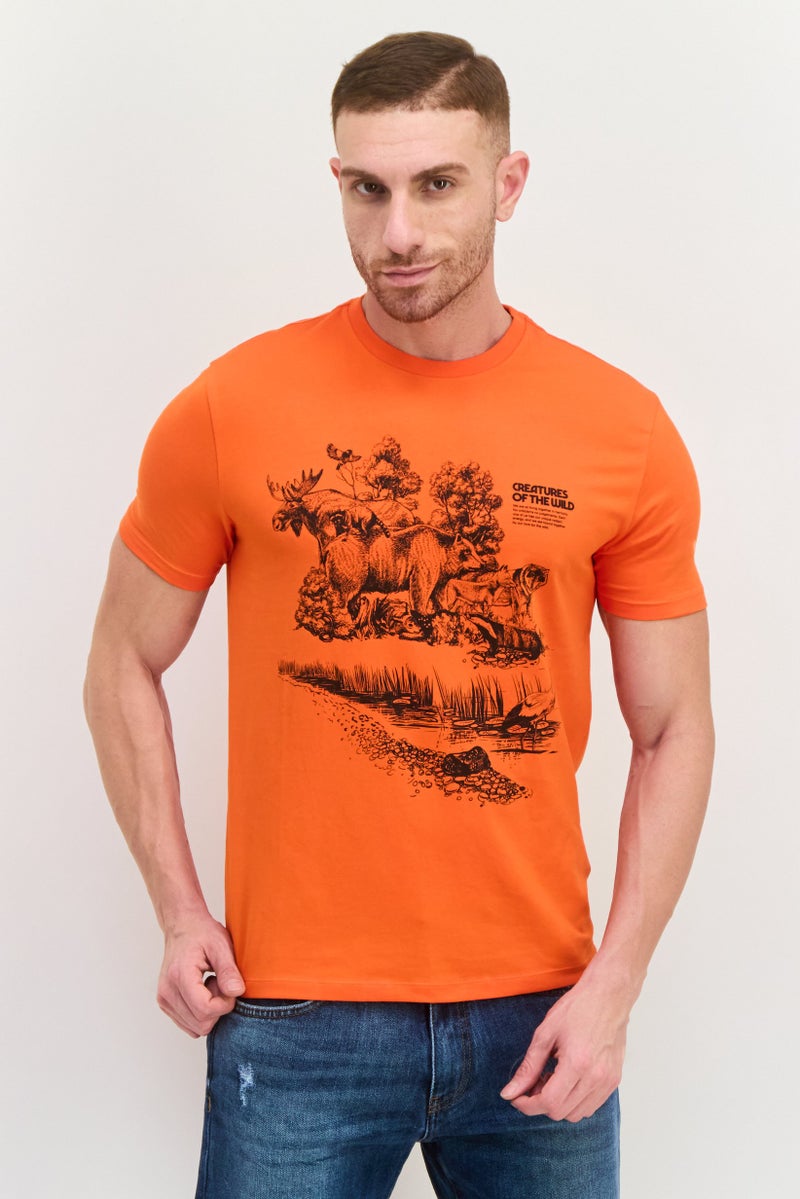 Levi's تي شيرت جرافيك قصير الأكمام للرجال بياقة دائرية، برتقالي - Image 1