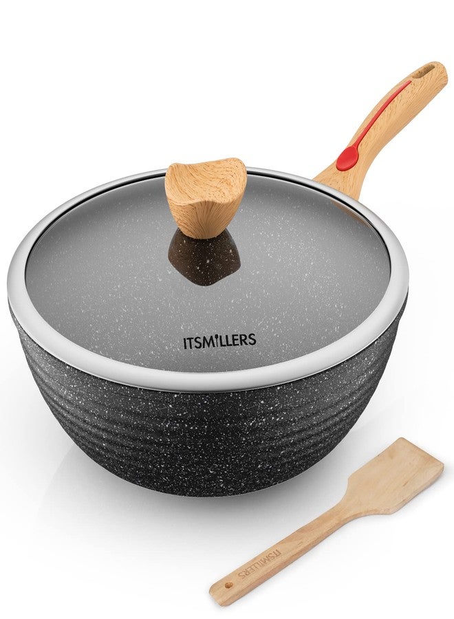 ITSMILLERS Nonstick Wok Aluminium Die-casting Chinese Wok, Scratch Resistant With Lid and Spatula, PFOA-Free, Dishwasher Safe & Induction Bottom,12 Inch,6L,Large Capacity - Image 1