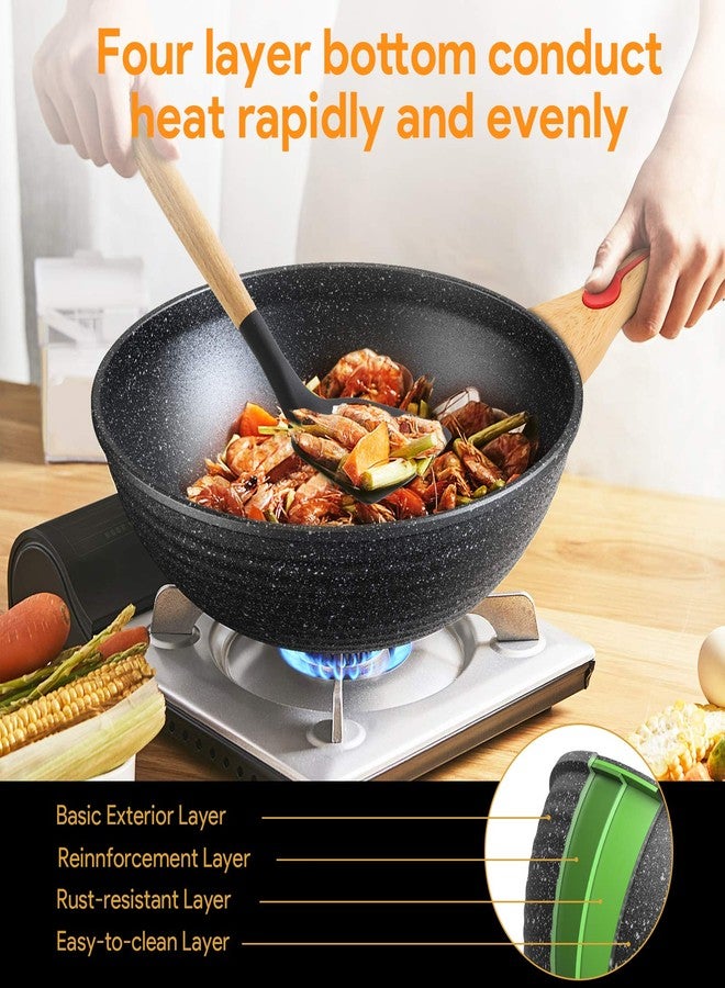 ITSMILLERS Nonstick Wok Aluminium Die-casting Chinese Wok, Scratch Resistant With Lid and Spatula, PFOA-Free, Dishwasher Safe & Induction Bottom,12 Inch,6L,Large Capacity - Image 5