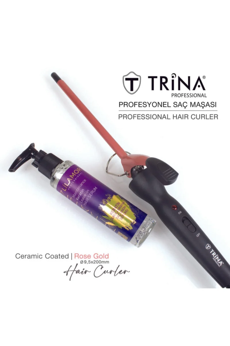 Trina Afro Wave 9.5mm Gold Ceramic Curling Iron - 20CM.EXTRA Long Head - Curly Hair Curling Iron