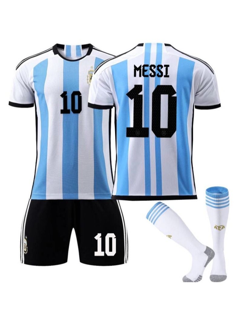KUYING 3 قطع كأس العالم الأرجنتين 10 ميسي جيرسي المنزل وخارجه قميص المنتخب الوطني لكرة القدم  - Image 1
