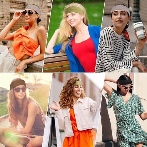 Ztomine Headbands for Women, 8pcs Stretchy Non Slip Soft Cotton Cloth Hair Bands for Sports, Workout, Yoga and Running - Image 3