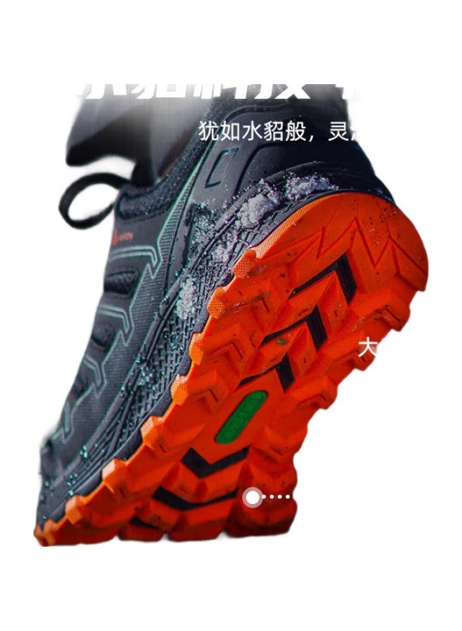 Outdoor Agent Outdoor Special Forces Waterproof Non-Slip Shock-Absorbing Strong Grip Hiking Shoes For Men T52Pro, Black And Orange, Size 40 - Image 1