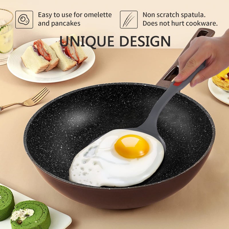 Hvanam Flexible Silicone Spatula Set For Nonstick Cookware Rubber Silicone Bpa-Free Heat Resistant Heavy Duty Kitchen Turner Large Slotted Flipper And Small Spatulas For Egg Fish Pancake Cookie (Grey) - Image 2