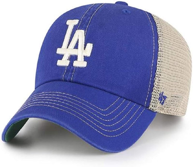 47 MLB Trawler Primary Logo Team Color Mesh Trucker Clean Up Adjustable Hat, Adult One Size Fits All - Los Angeles Dodgers Blue - Image 1