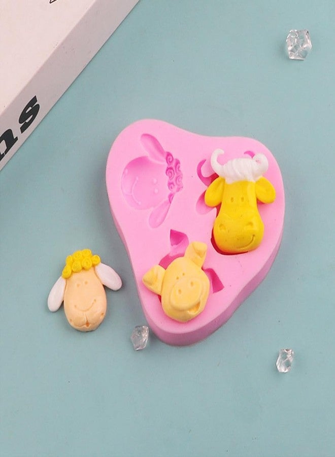 Arvintas 3PCS Cute Lovely Farm Animals Head Cow Sheep Pig Present Silicone Molds Non-Stick Ice Cube Mold, Sheep Shape Craft Molds, DIY Handmade Soap Molds - Image 4