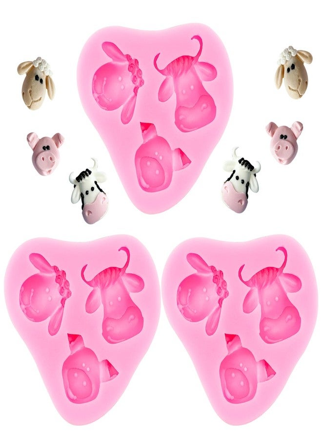 Arvintas 3PCS Cute Lovely Farm Animals Head Cow Sheep Pig Present Silicone Molds Non-Stick Ice Cube Mold, Sheep Shape Craft Molds, DIY Handmade Soap Molds - Image 1