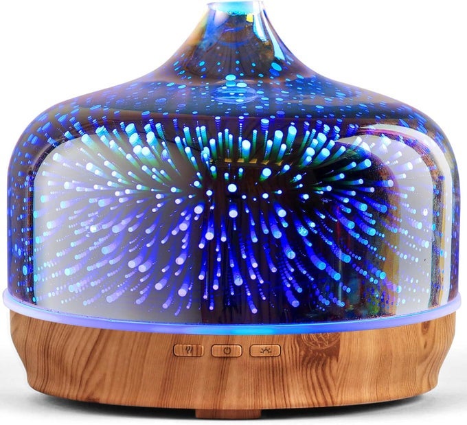 500ML ESSENTIAL OIL DIFFUSER 3D GLASS AROMATHERAPY ULTRASONIC HUMIDIFIER - AUTO SHUT-OFF, TIMER SETTING, BPA FREE FOR HOME HOTEL YOGA GIFT