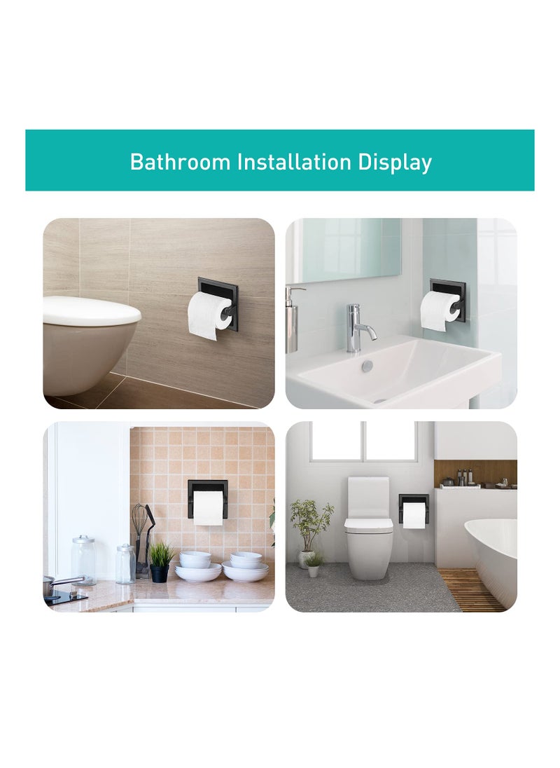 KASTWAVE - Matte Black Recessed Toilet Paper Holder, Stainless Steel Wall Mount Tissue Paper Holder, Bathroom Toilet Paper Roll Holder Includes Rear Mounting Brack - Image 1