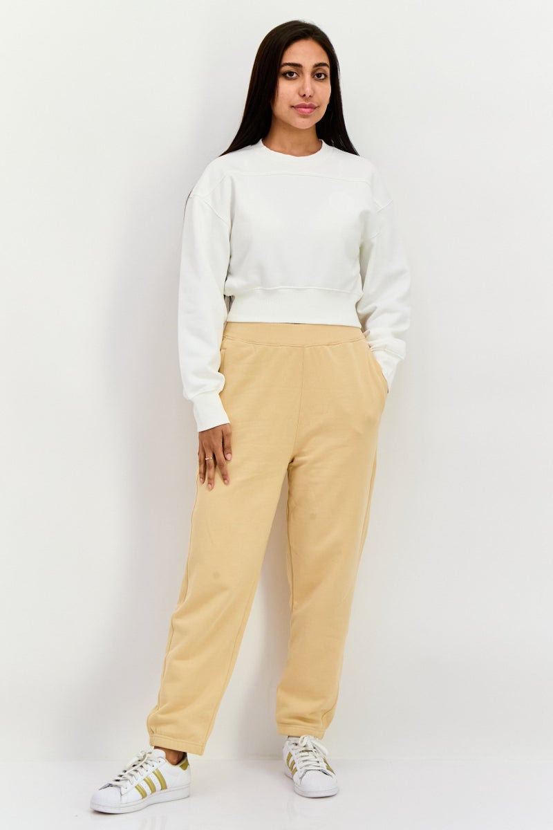 ESPRIT سويت شيرت قصير بأكمام طويلة وطباعة جرافيك على شكل طاقم للنساء، أبيض - Image 3