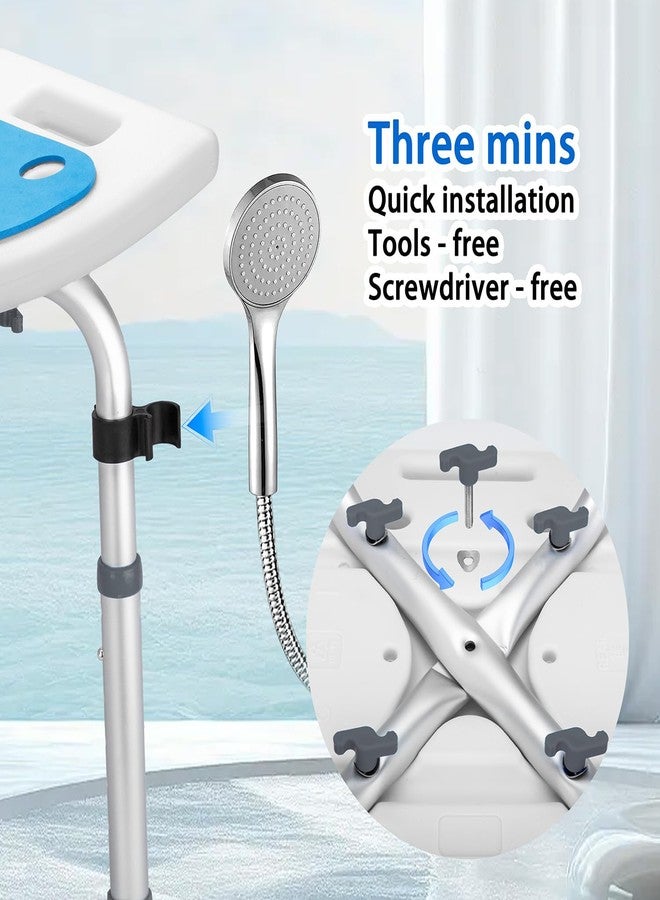pxsulliao Bath Seat Bathroom Bathtub Foldable Shower Chair Stool for Adults,Seniors and Disabled, Elderly Tub Transfer Bench for Inside Shower (Blue, Suction Cup Foot Mats) - Image 5