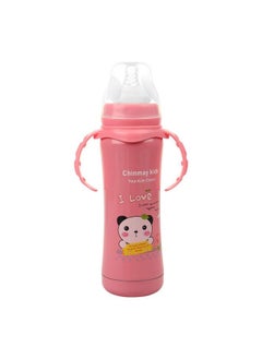 Chinmay Kids 3 In 1 Multifunctional Printed Baby Steel Feeding Bottle For Hot And Cold Milk (Pink 240 Ml)  - Image 3