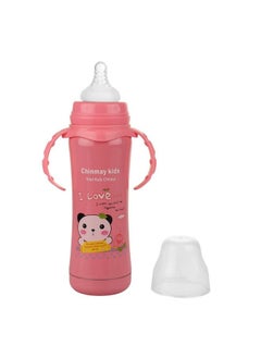 Chinmay Kids 3 In 1 Multifunctional Printed Baby Steel Feeding Bottle For Hot And Cold Milk (Pink 240 Ml)  - Image 5