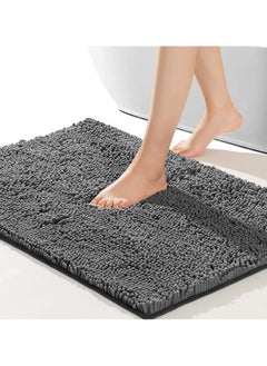 TYCOM Tycom Bathroom Rugs Bath Mat Non Slip Fluffy Soft Plush Microfiber Shower Carpet Rug Washable Non-Slip Carpet Mat for Bathroom Floor 50 By 80 CM Long Dark Grey.  - Image 1