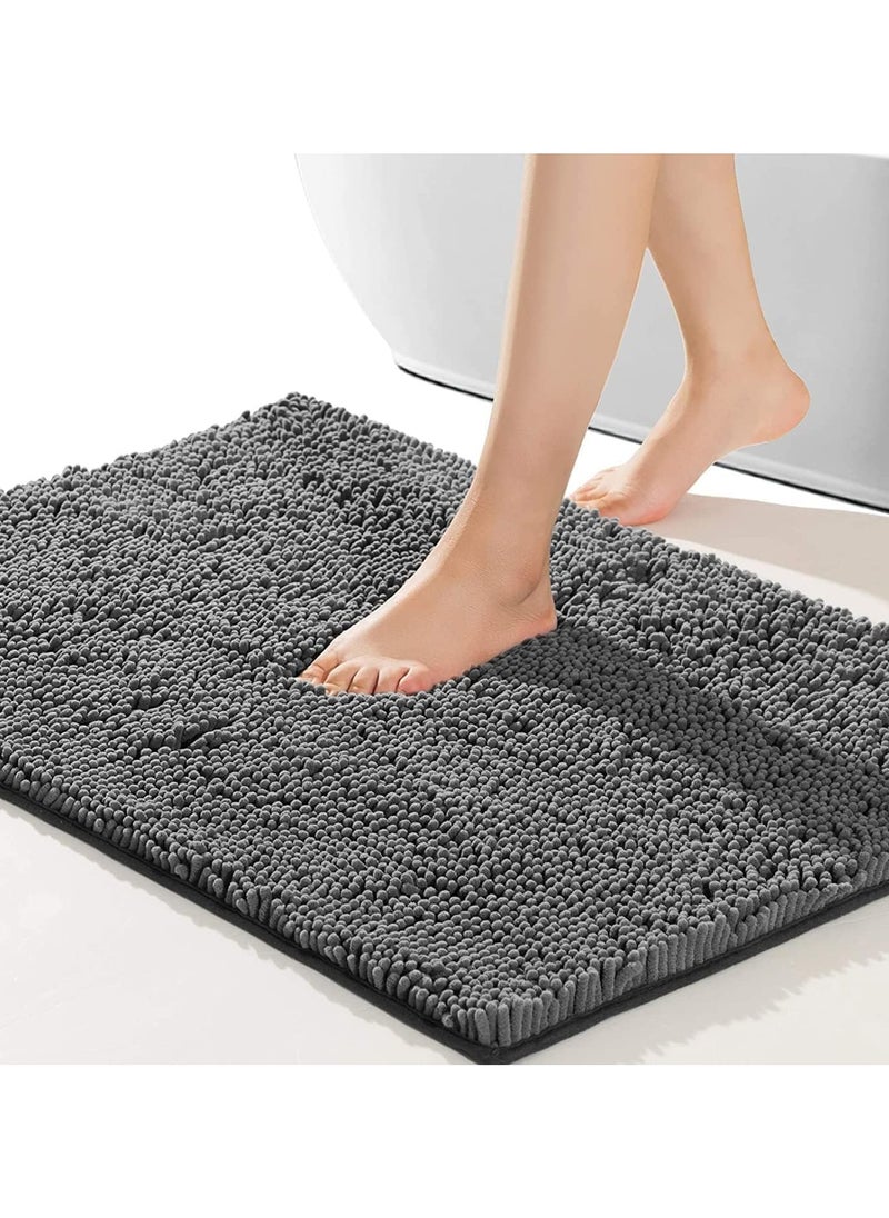 TYCOM Tycom Bathroom Rugs Bath Mat Non Slip Fluffy Soft Plush Microfiber Shower Carpet Rug Washable Non-Slip Carpet Mat for Bathroom Floor 50 By 80 CM Long Dark Grey.  - Image 1
