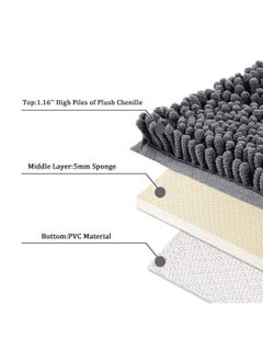 TYCOM Tycom Bathroom Rugs Bath Mat Non Slip Fluffy Soft Plush Microfiber Shower Carpet Rug Washable Non-Slip Carpet Mat for Bathroom Floor 50 By 80 CM Long Dark Grey.  - Image 2