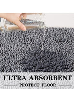 TYCOM Tycom Bathroom Rugs Bath Mat Non Slip Fluffy Soft Plush Microfiber Shower Carpet Rug Washable Non-Slip Carpet Mat for Bathroom Floor 50 By 80 CM Long Dark Grey.  - Image 4