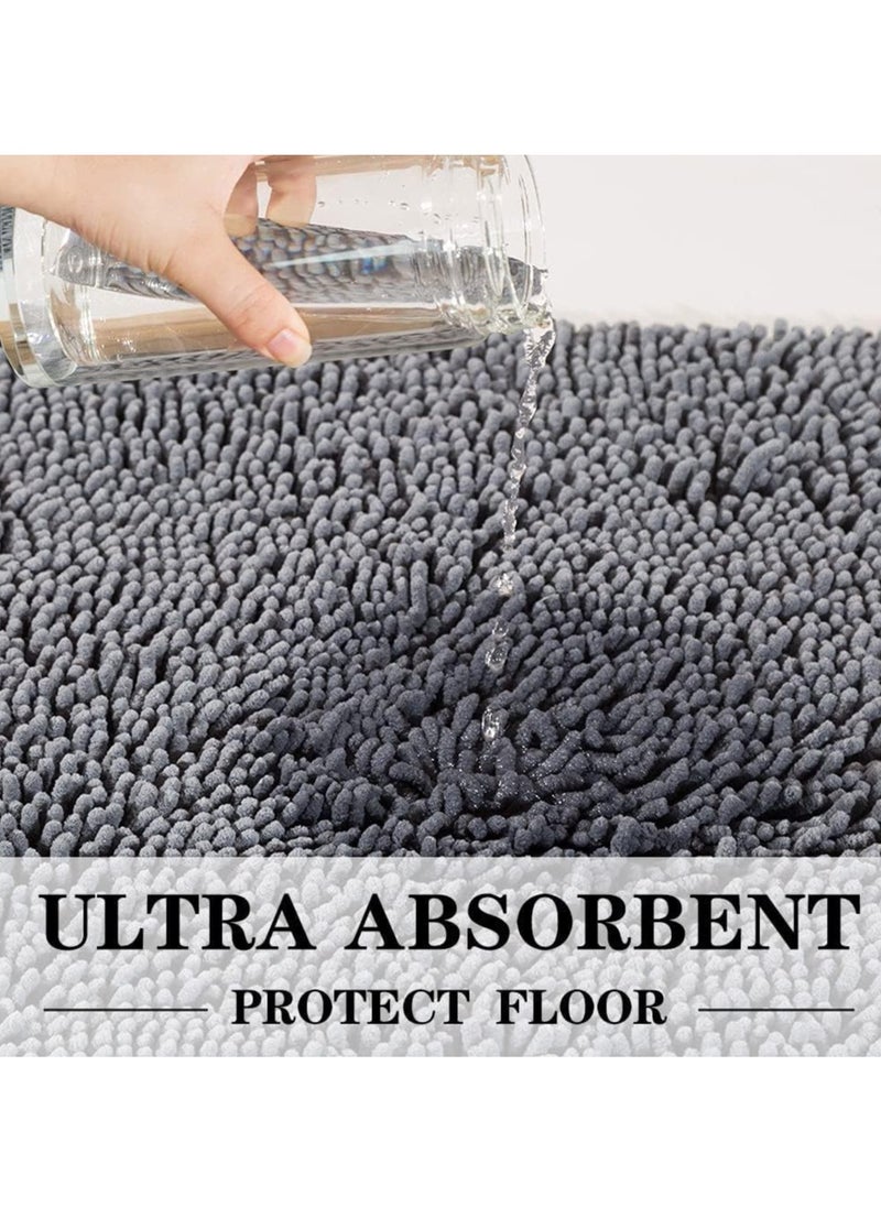 TYCOM Tycom Bathroom Rugs Bath Mat Non Slip Fluffy Soft Plush Microfiber Shower Carpet Rug Washable Non-Slip Carpet Mat for Bathroom Floor 50 By 80 CM Long Dark Grey.  - Image 4