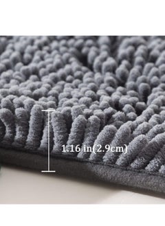 TYCOM Tycom Bathroom Rugs Bath Mat Non Slip Fluffy Soft Plush Microfiber Shower Carpet Rug Washable Non-Slip Carpet Mat for Bathroom Floor 50 By 80 CM Long Dark Grey.  - Image 5