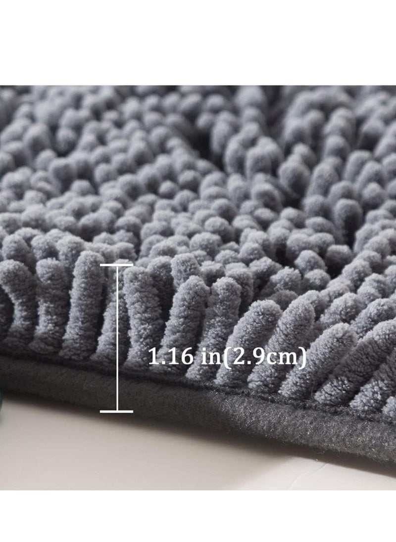 TYCOM Tycom Bathroom Rugs Bath Mat Non Slip Fluffy Soft Plush Microfiber Shower Carpet Rug Washable Non-Slip Carpet Mat for Bathroom Floor 50 By 80 CM Long Dark Grey.  - Image 5
