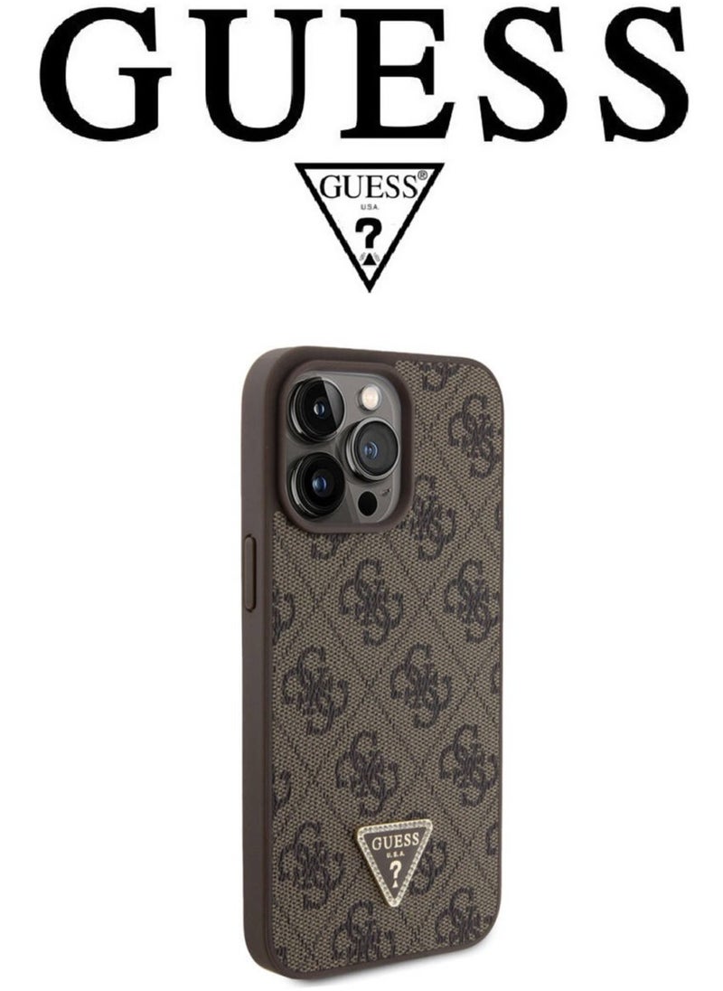 CG MOBILE IPhone 15 Pro Max cover case with a strap, iphone 15 pro max back cover with french design, iphone 15 pro max case with a logo and a leather design approved by the global brand Guess. From CG-MOBILE. In Brown  - Image 4