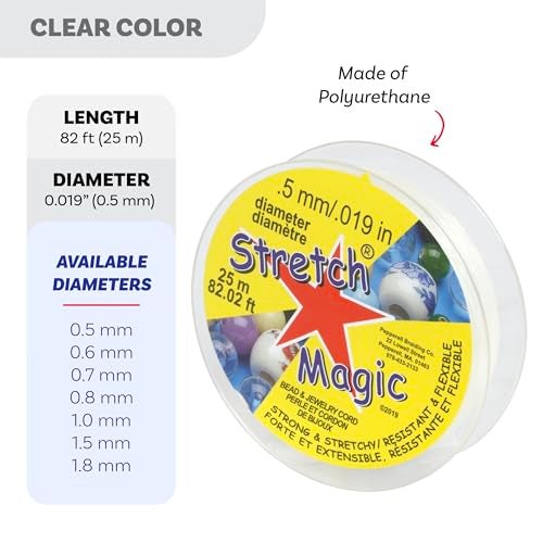 Stretch Magic Elastic Beading Cord – Clear Color, 0.5mm in Diameter, 25-Meter (82 ft) - Easy to Knot, Strong & Stretchy String for Making Beaded Jewelry - Image 3