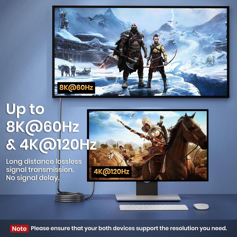 كابل HDMI 2.1 بألياف ضوئية بطول 50 قدم، للتثبيت داخل الجدار - كابل HDMI 2.1 مدرع للخارج 48 جيجابت في الثانية 8K@60Hz، 4K@120Hz، HDR الديناميكي، eARC للأجهزة RTX 3080/3090، Xbox Series X، PS5، مستقبل Denon AV، تلفزيونات LG، Samsung، Sony. - Image 4