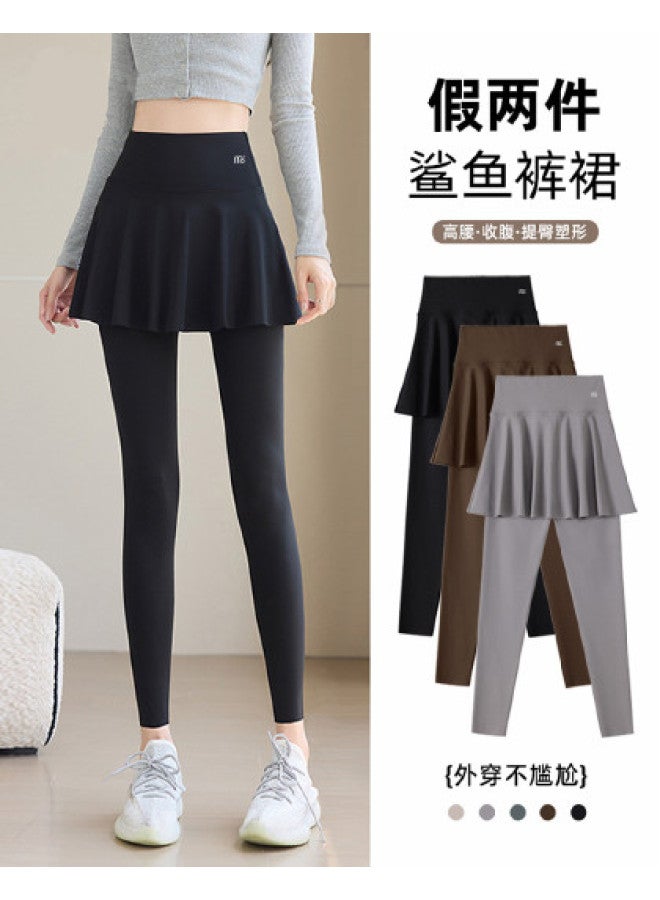 Modal False Two-Piece Shark Pants For Spring And Summer, Wearable Outdoors, Abdomen-Shaping, Hip-Lifting, Hip-Wide Covering, Slimming Culottes, Sports Yoga Barbie Base Layer Pants - Image 1