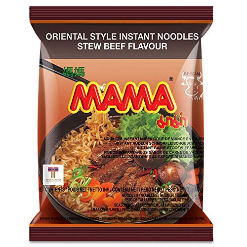 MAMA Noodles Beef Stew Instant Spicy Noodles w/Delicious Thai Flavors, Hot & Spicy Noodles, No Trans Fat w/Fewer Calories Than Deep Fried Noodles 30 Pack - Image 1
