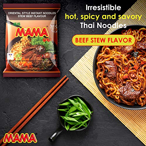 MAMA Noodles Beef Stew Instant Spicy Noodles w/Delicious Thai Flavors, Hot & Spicy Noodles, No Trans Fat w/Fewer Calories Than Deep Fried Noodles 30 Pack - Image 2
